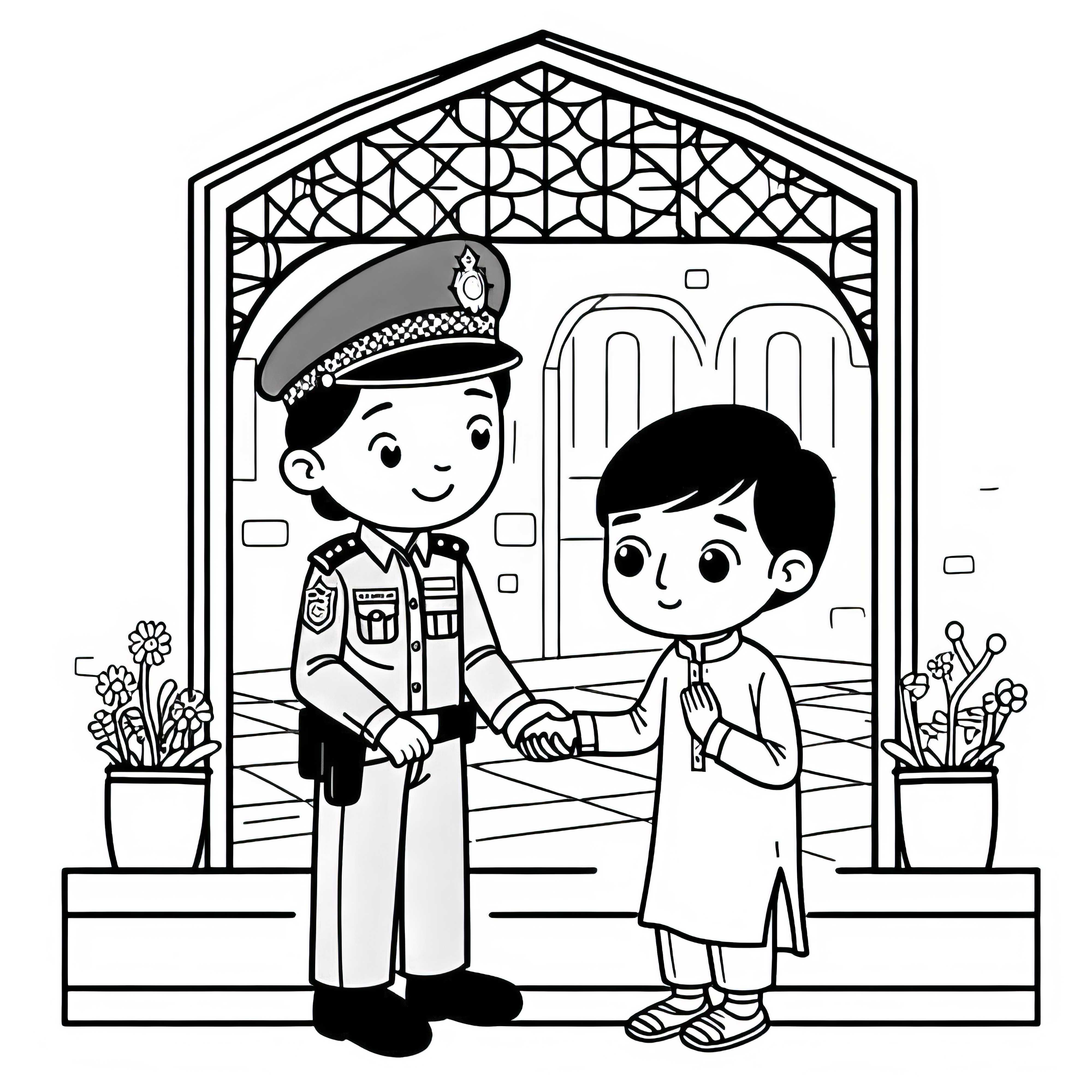 Policewoman Helps Child Who Got Lost Free Simple Coloring Page Policewoman Helps Child Who Got Lost Free Simple Coloring Page