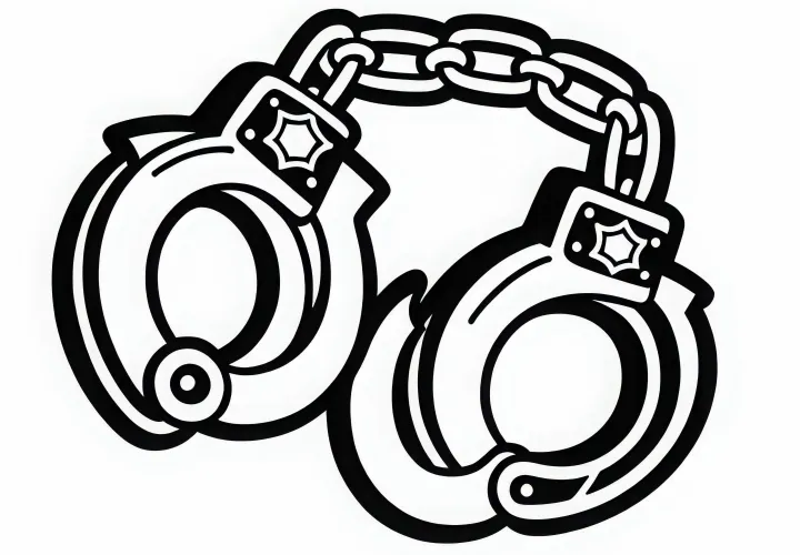 警察官の手錠の塗り絵 無料