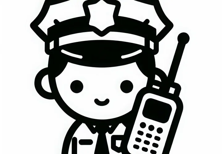 警察官の無線機の塗り絵 - 簡単で無料