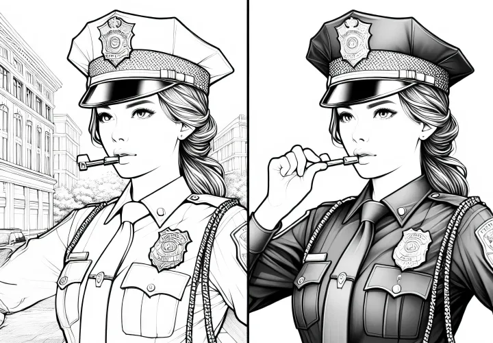 警察官の塗り絵 - 詳細豊かで無料