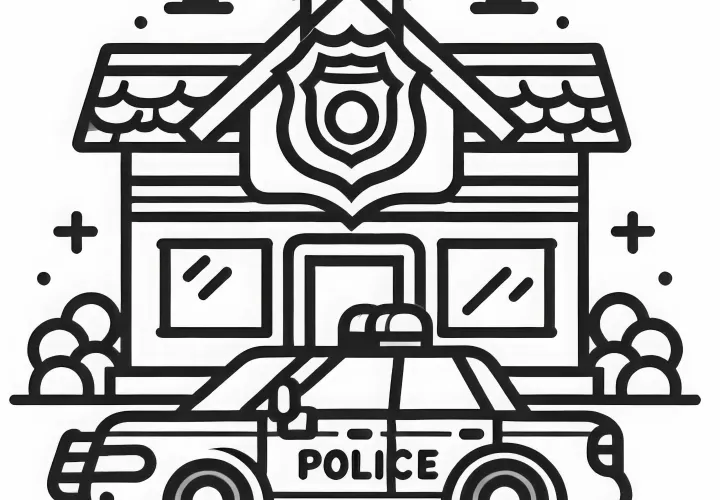 警察署ぬりえ - 無料のぬりえの楽しみ