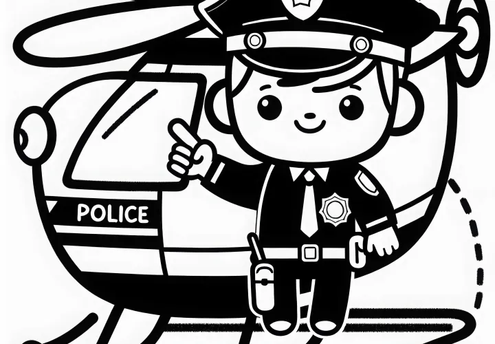 警察ヘリコプター 塗り絵 簡単 無料