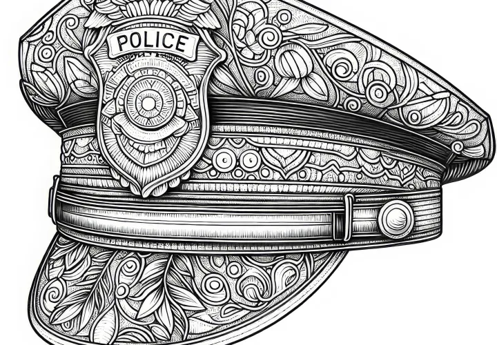 警察帽の塗り絵 – 詳細で無料