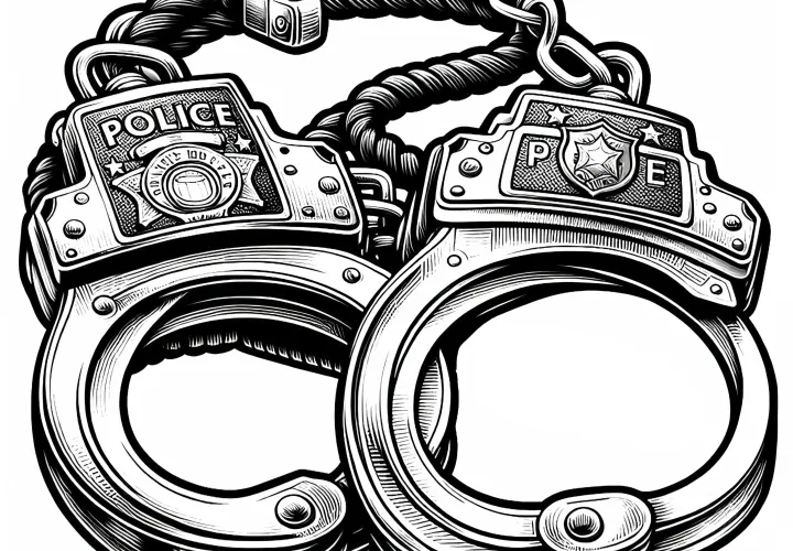 警察官の手錠 - 詳細な塗り絵のダウンロード