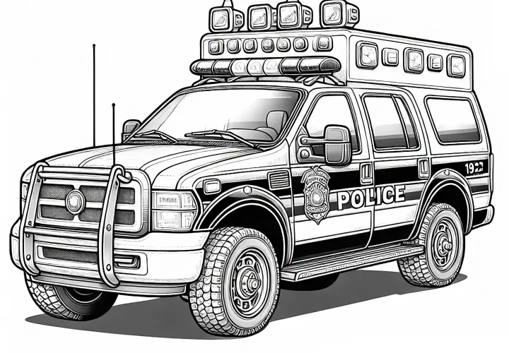 警察の業務用車両の塗り絵 - 詳細が豊富で無料