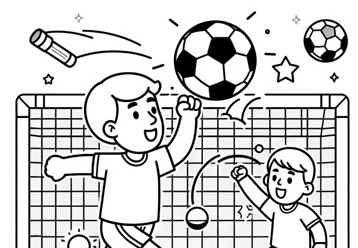 Ausmalbild eines Fußballspielers am Fußballtor – Einfach und Gratis Ausmalbild eines Fußballspielers am Fußballtor – Einfach und Gratis