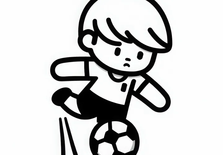 Fußballspieler bei Elfmeter – Malvorlage einfach gratis