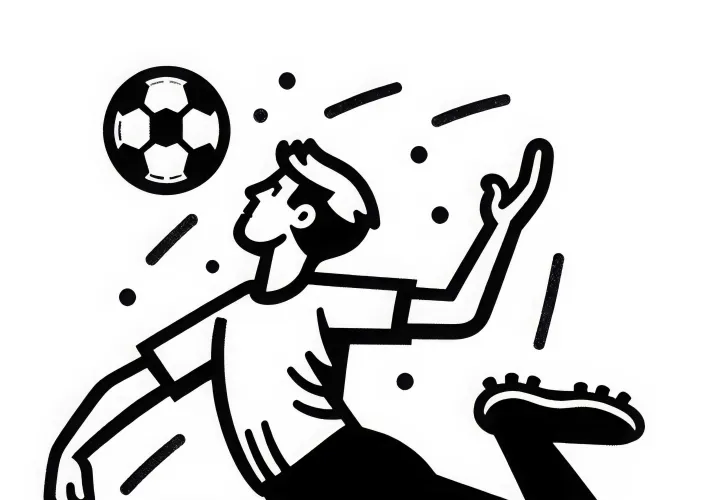 Fussballspieler bei Kopfball Ausmalbild einfach gratis