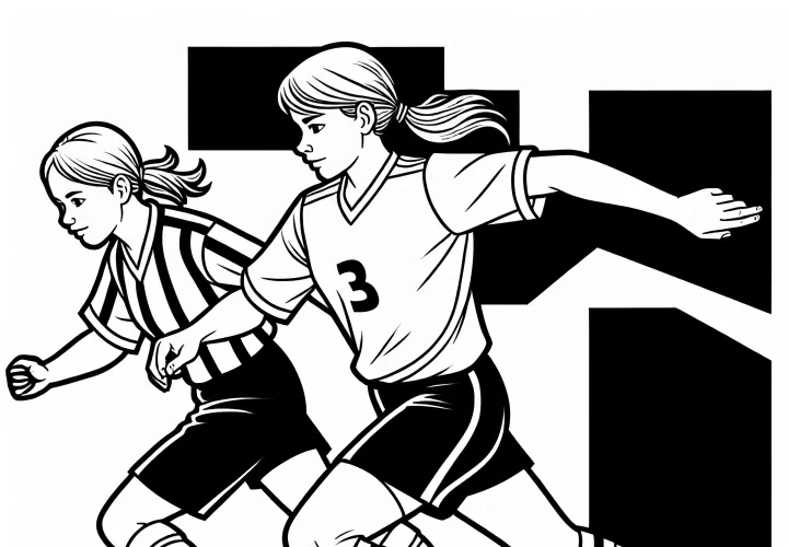 Zwei Fußballspielerinnen Malvorlage Einfach Kostenlos