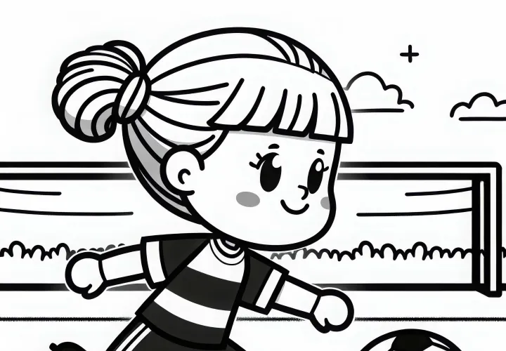 Fußballspielerin beim Aufwärmen vor dem Spiel - Ausmalbild kostenlos