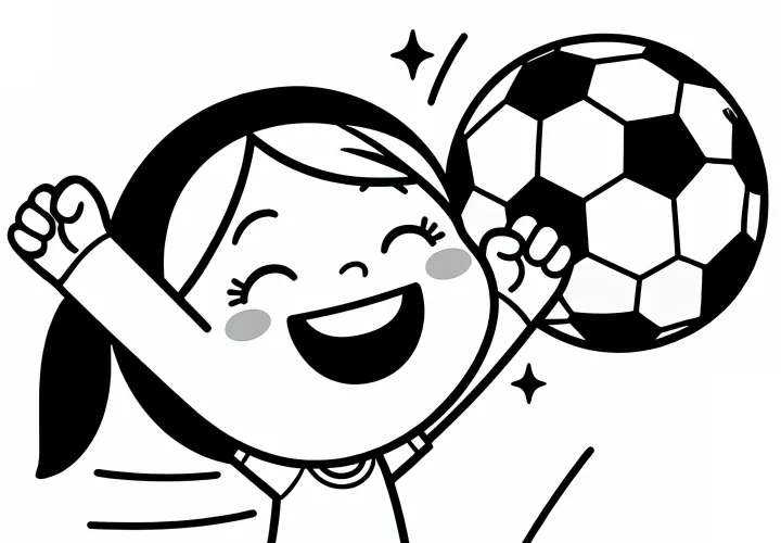 Fußballspielerin, die jubelnd ein Tor feiert – Malvorlage Einfach Kostenlos