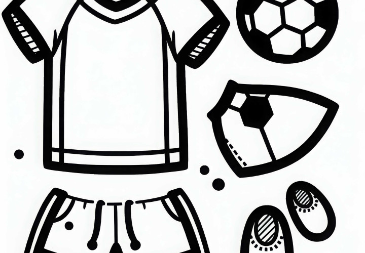 Kostenlose Malvorlage für ein einfaches Fußballtrikot und Shorts Kostenlose Malvorlage für ein einfaches Fußballtrikot und Shorts