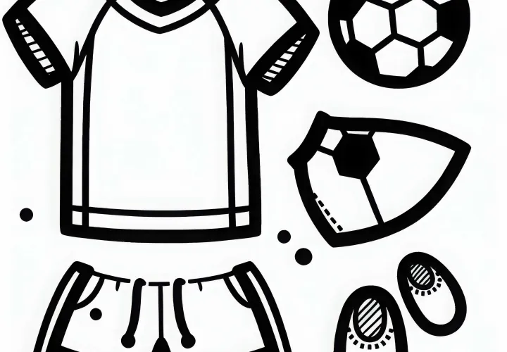 Kostenlose Malvorlage für ein einfaches Fußballtrikot und Shorts
