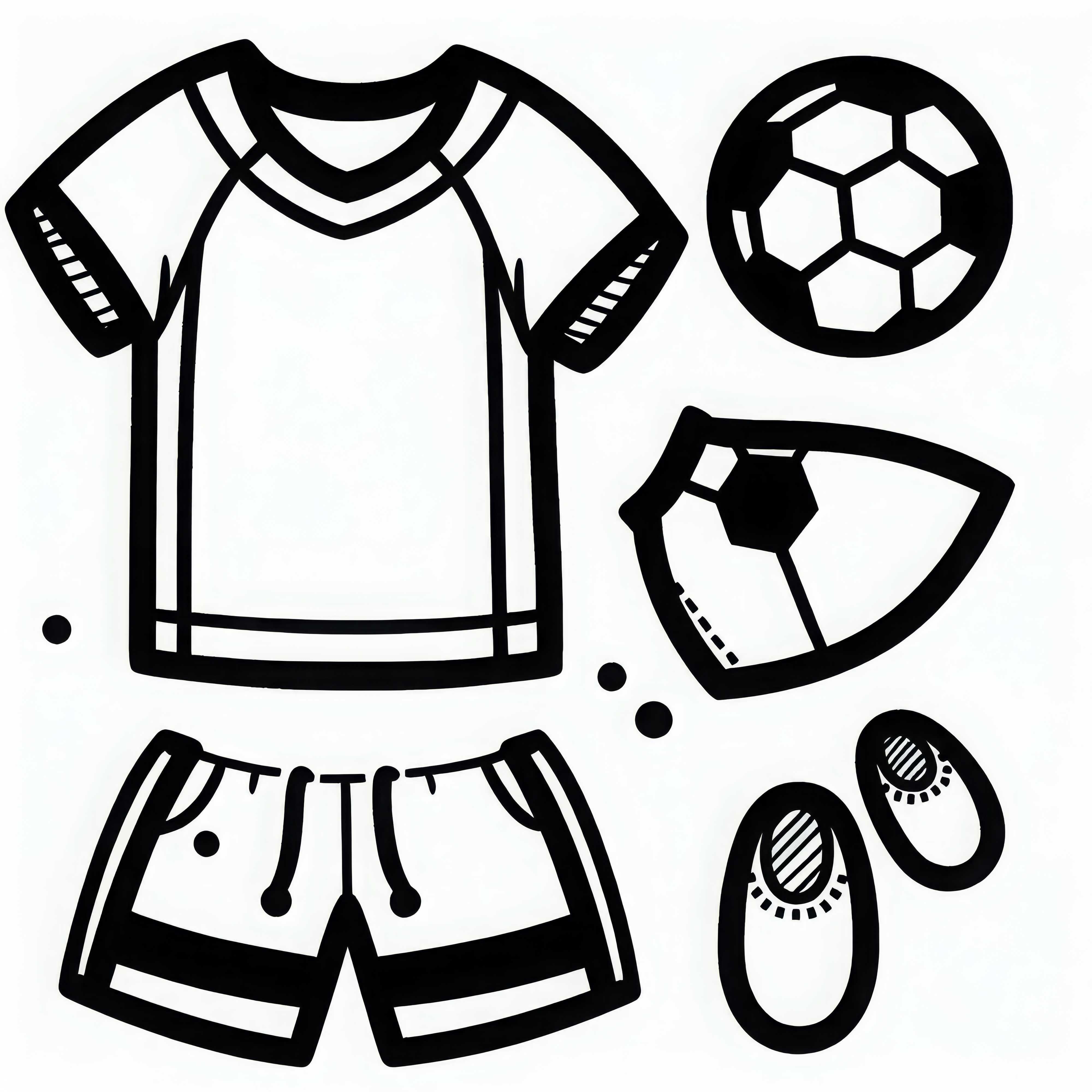 Kostenlose Malvorlage für ein einfaches Fußballtrikot und Shorts