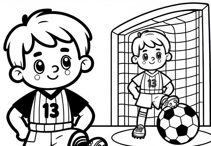 Ausmalbild von Fußballspielern zum Ausmalen und Herunterladen Ausmalbild von Fußballspielern zum Ausmalen und Herunterladen
