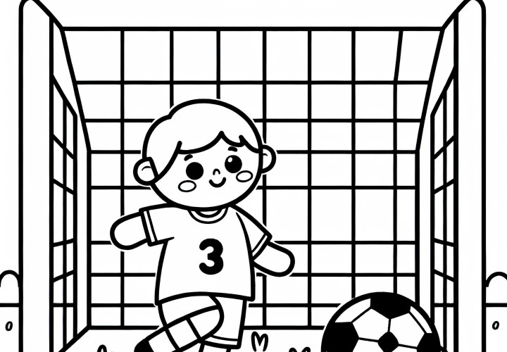 Värviline joonistus värava ja jalgpalluri kohta – Tasuta värvimisleht Värvimisleht värava ja jalgpalluriga – Tasuta lihtne välja printida