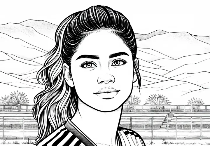 Ausmalbild einer Fußballspielerin – Detailreich und kostenlos