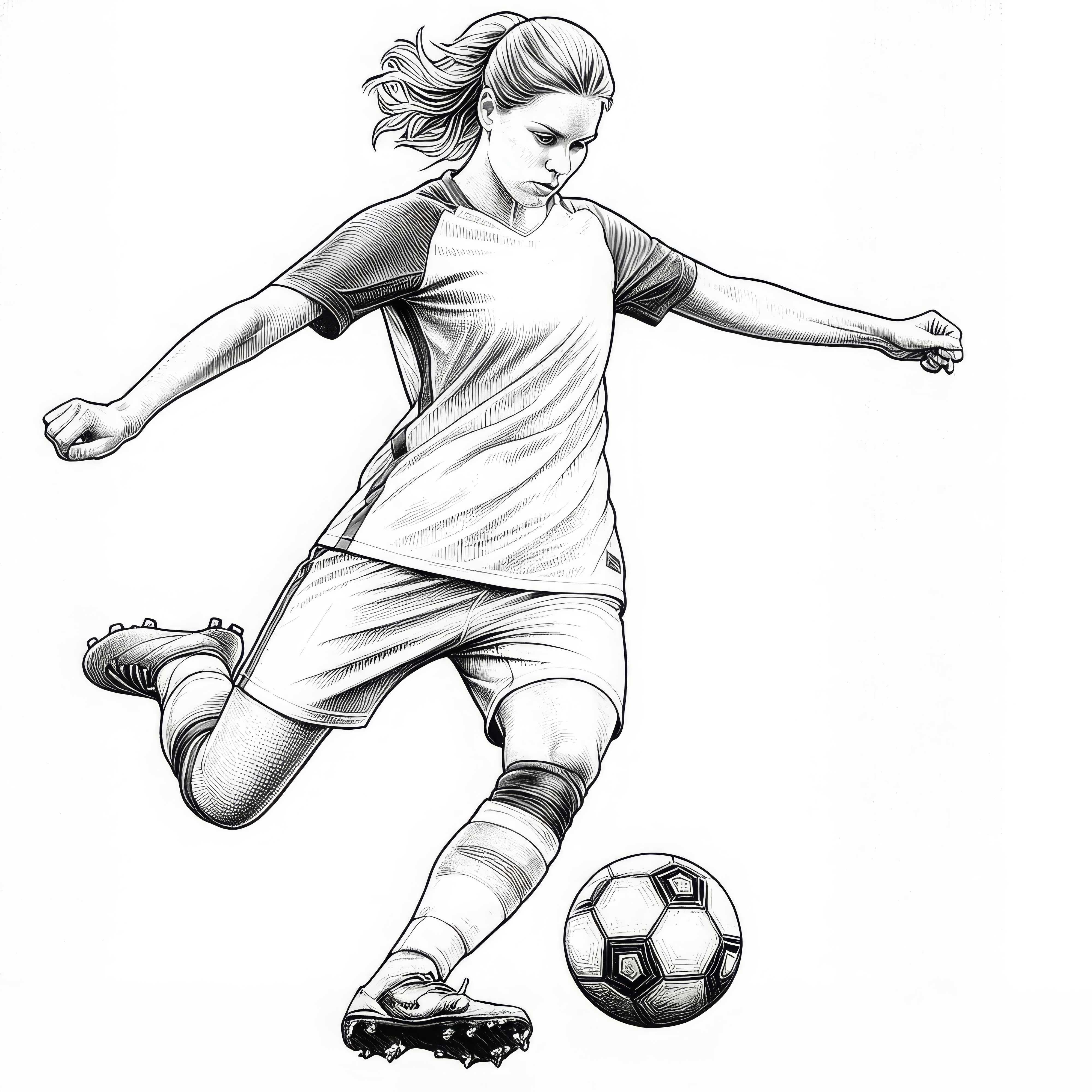 Penaltı vuruşu yapan futbolcu – Detaylı ve Ücretsiz Boyama Sayfası Penaltı atışındaki kadın futbolcu – Ayrıntılı ve Ücretsiz Boyama Sayfası