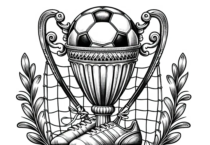 Pokal für Fußballspieler – Malvorlage detailreich gratis