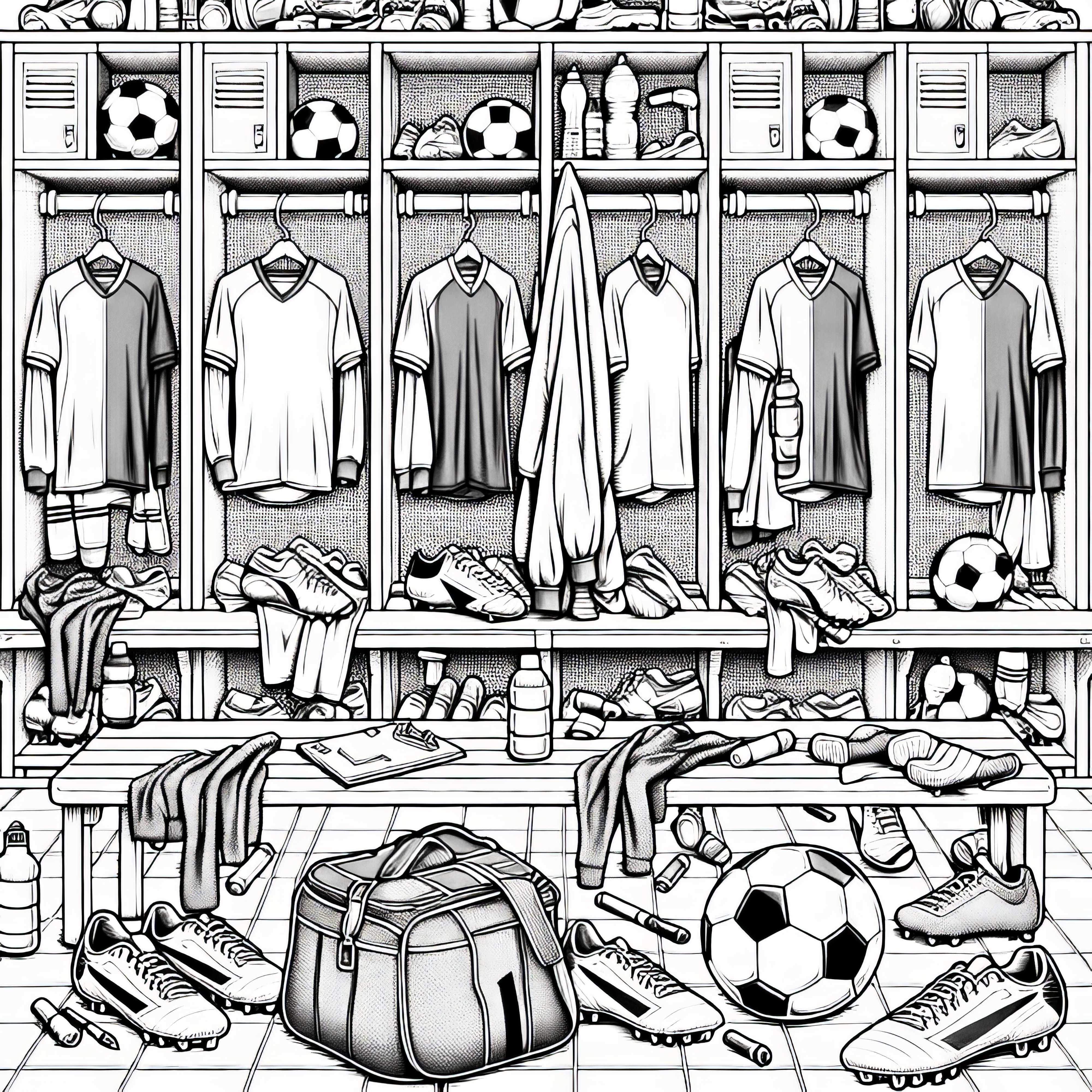 Futbolcuların soyunma odası - Detaylı ücretsiz boyama sayfası Futbolcuların Soyunma Odası - Detaylı Ücretsiz Boyama Sayfası