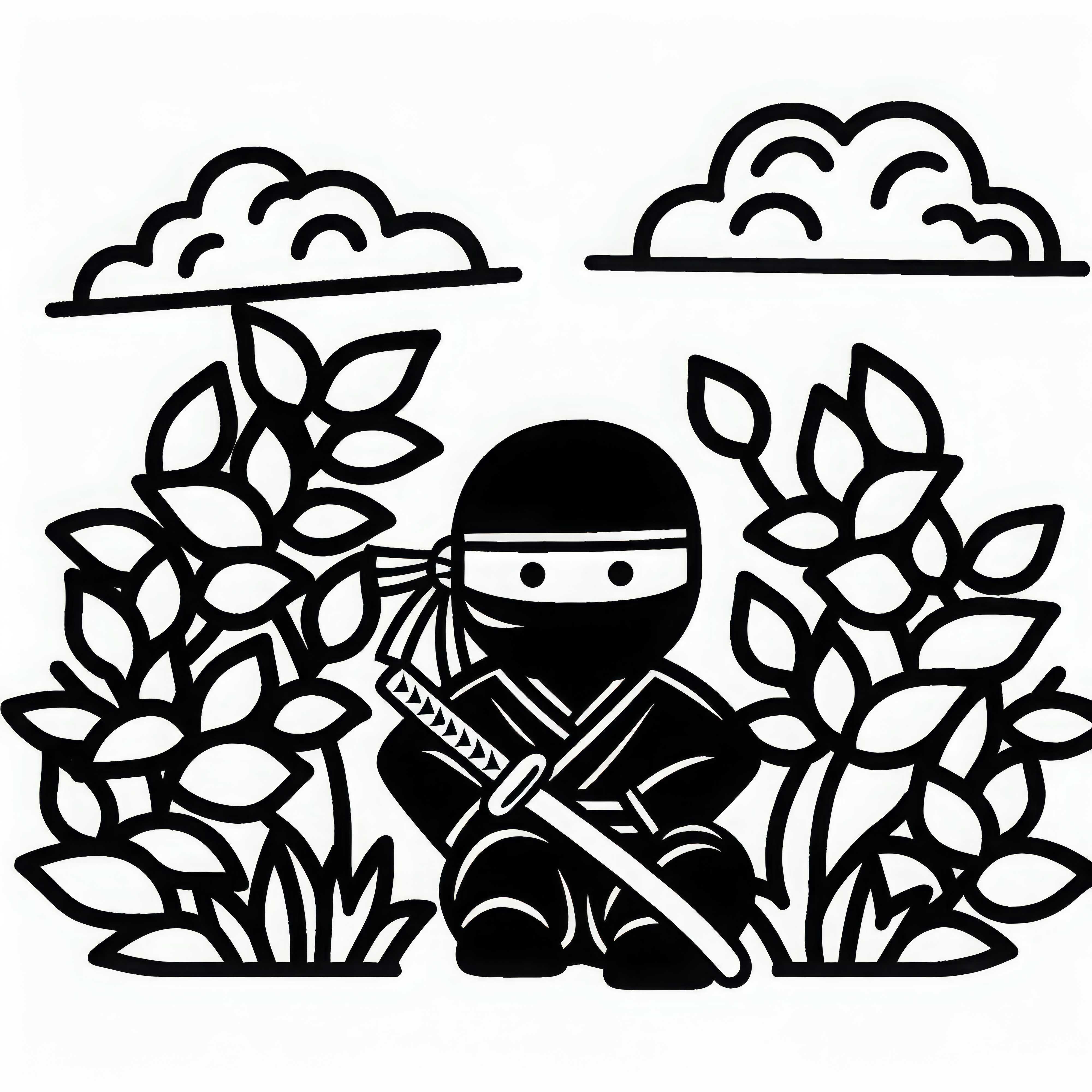 Ninja se disfarça na área das sombras – Desenho para colorir fácil e grátis Ninja se disfarça na área das sombras – Desenho para colorir simples e grátis