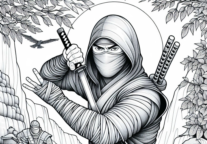 Desenho para colorir de Ninja - Rico em detalhes e gratuito Desenho para colorir de ninja – Rico em detalhes e gratuito