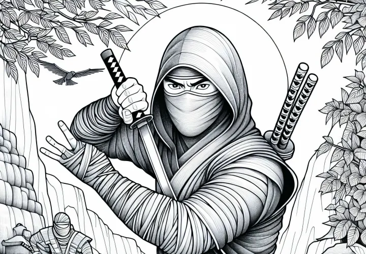 Ninja Ausmalbild – Detailreich und Kostenlos