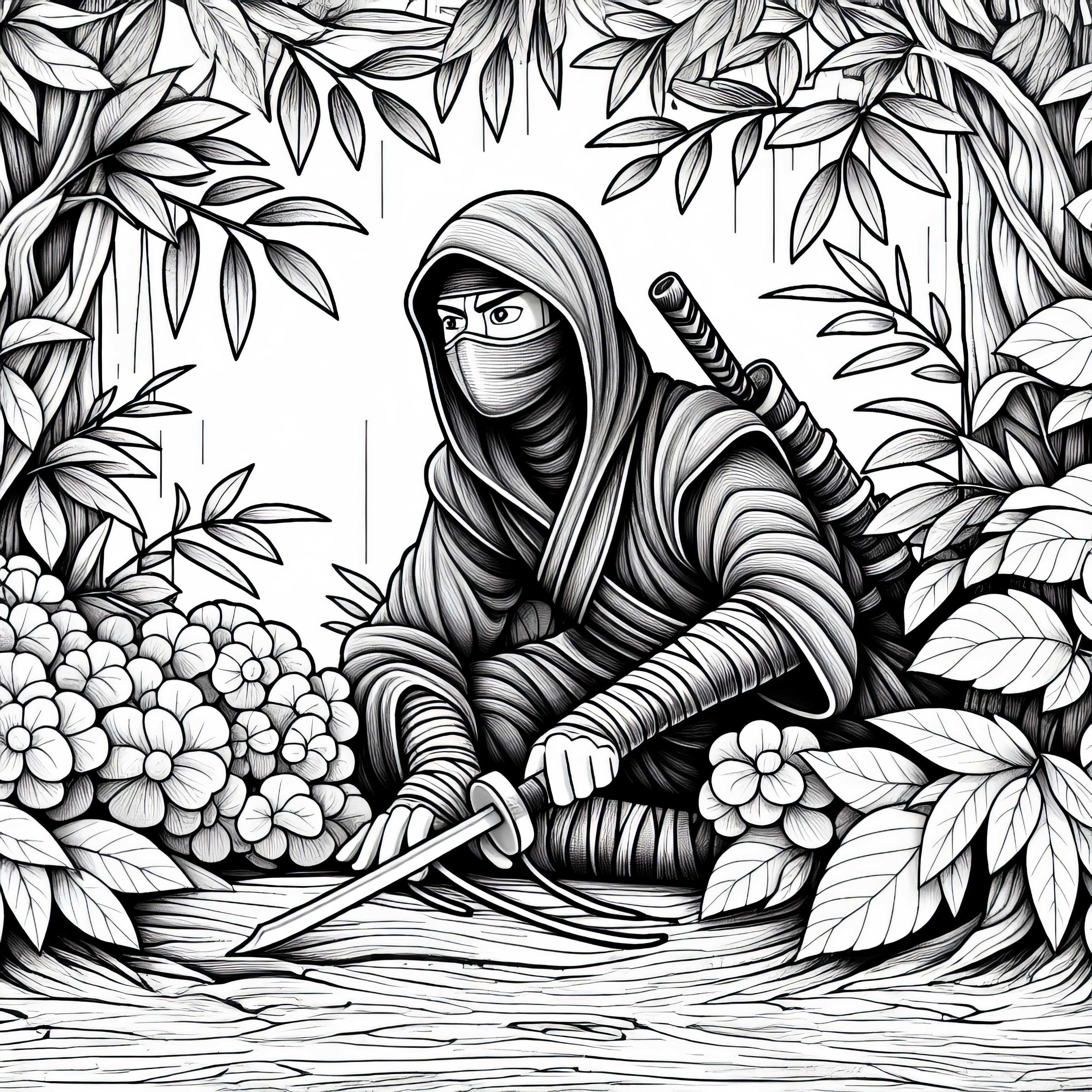 Ninja escondido – modelo de pintura detalhado gratuito