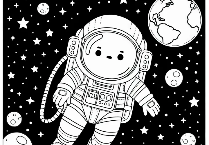 宇宙飛行士の塗り絵 - 簡単で無料