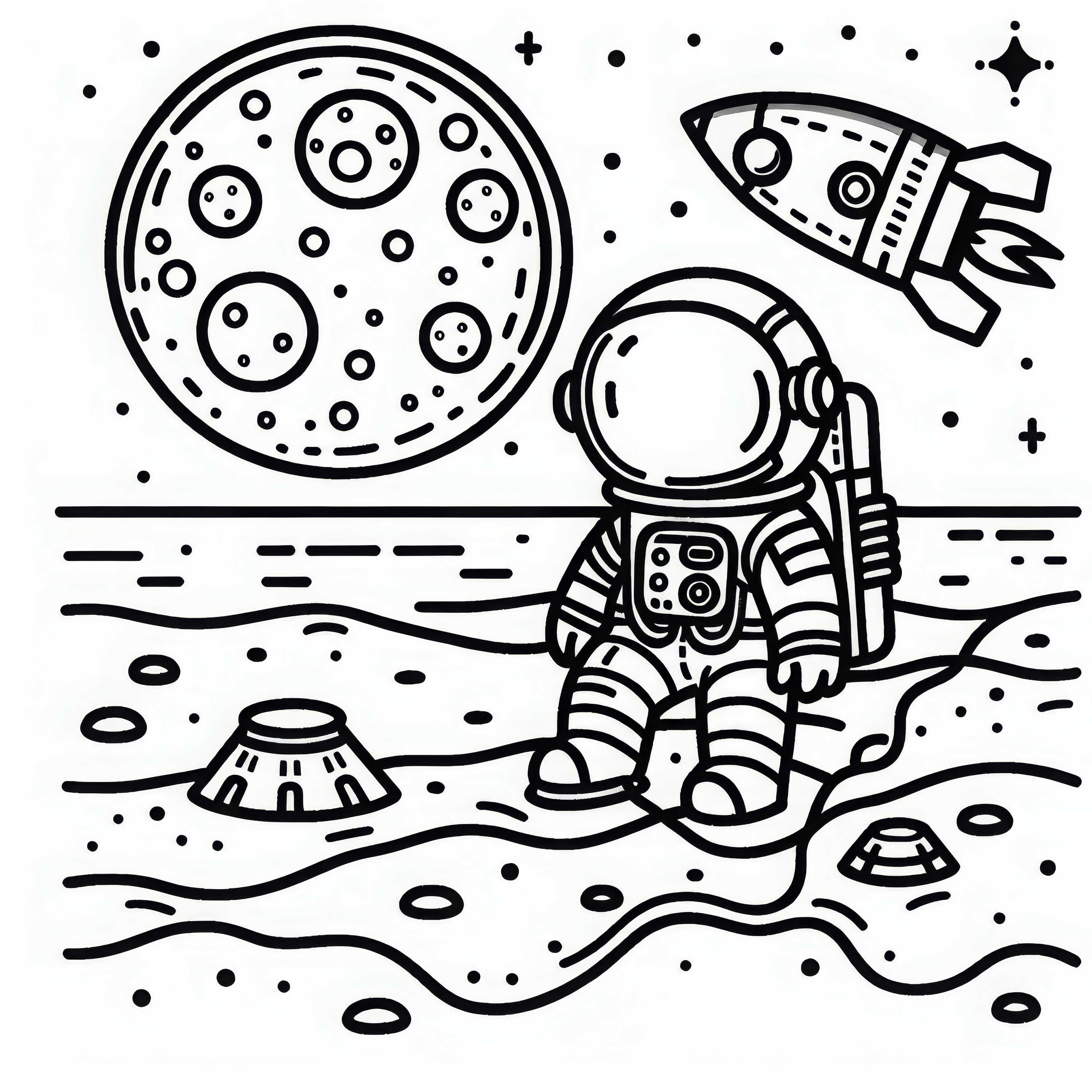 Astronaut na Měsíci – jednoduchá a zdarma omalovánka Astronaut na Měsíci – jednoduchá a zdarma omalovánka