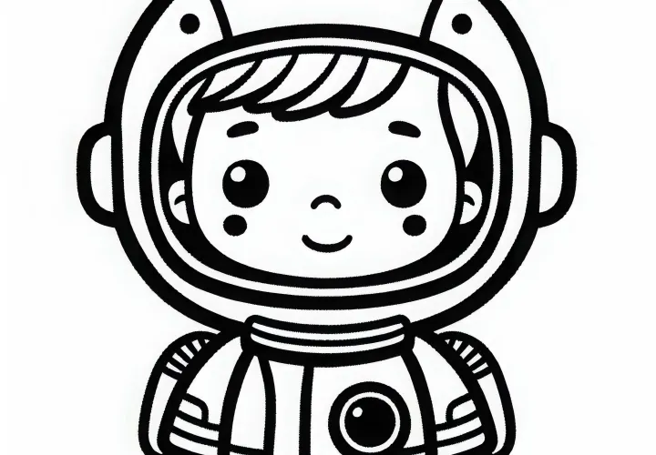 子供の宇宙飛行士 塗り絵 簡単 無料