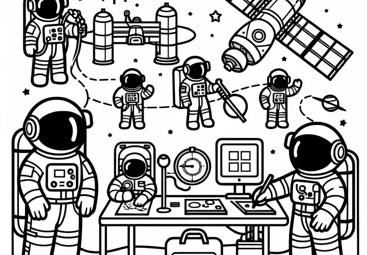 宇宙飛行士の仕事 - 簡単で無料の塗り絵