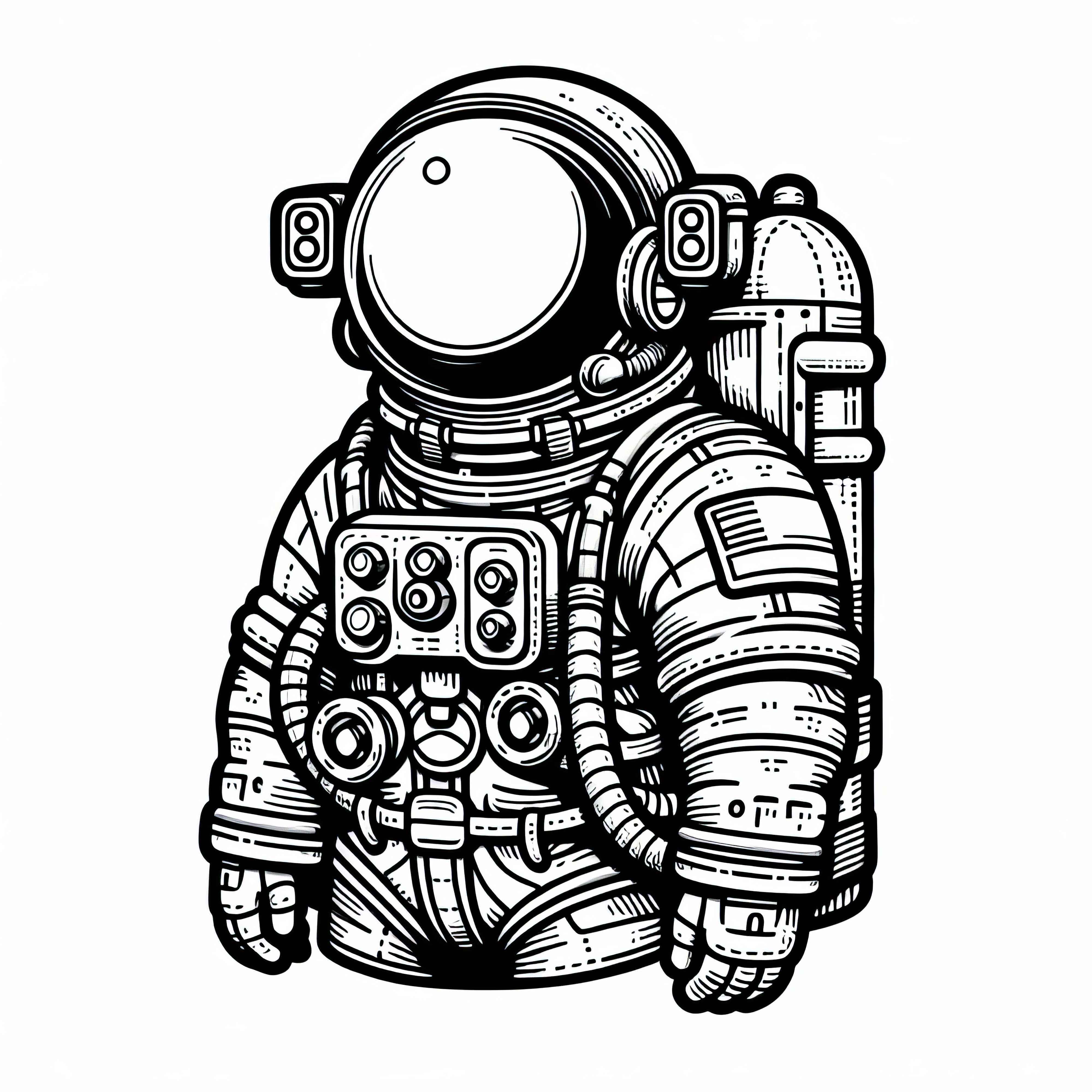 Skafandr astronauta – jednoduchá omalovánka zdarma Skafandr astronauta – jednoduchý obrázek k vybarvení zdarma