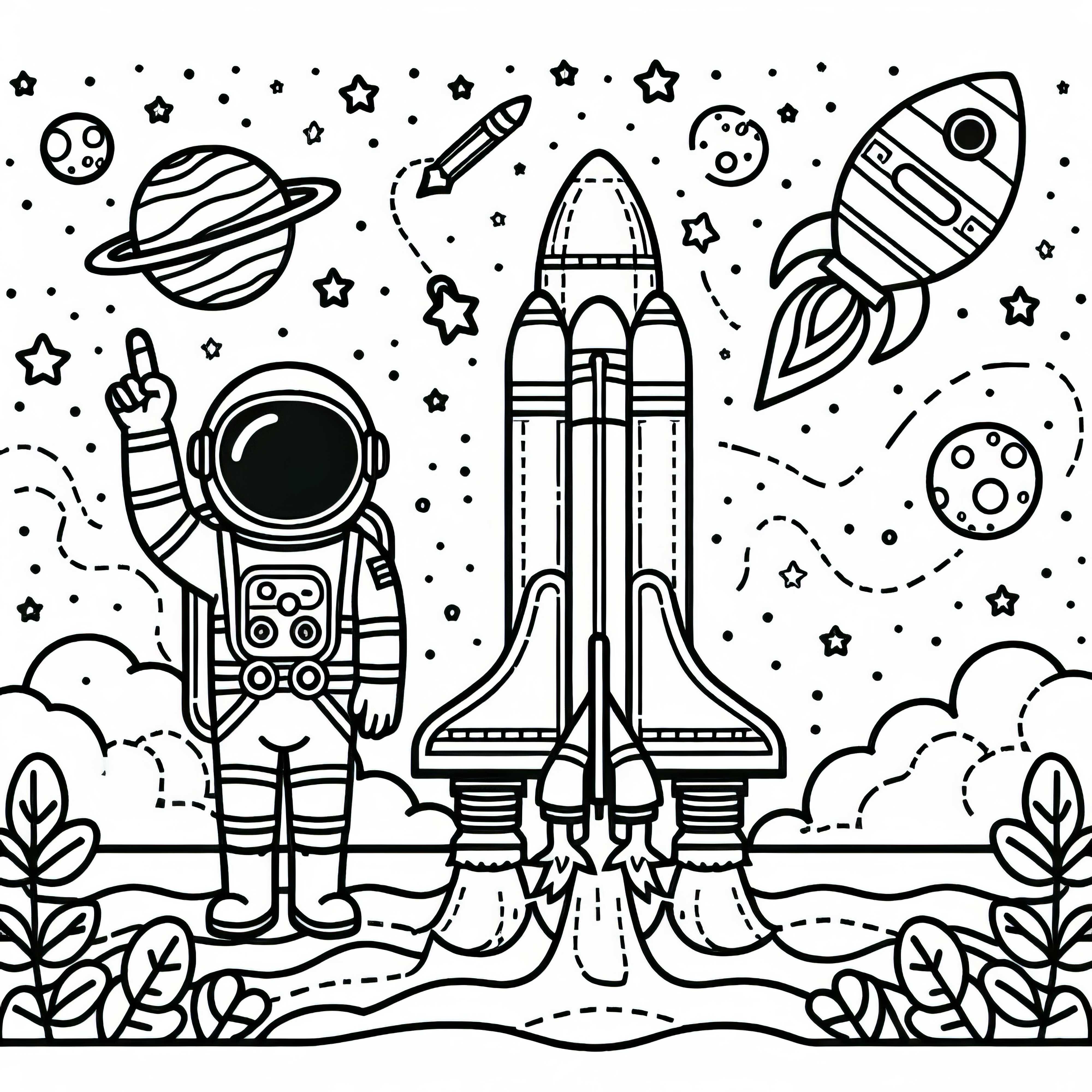 Raketa při startu - omalovánka jednoduchá a zdarma Raketa při startu - jednoduchá a bezplatná omalovánka