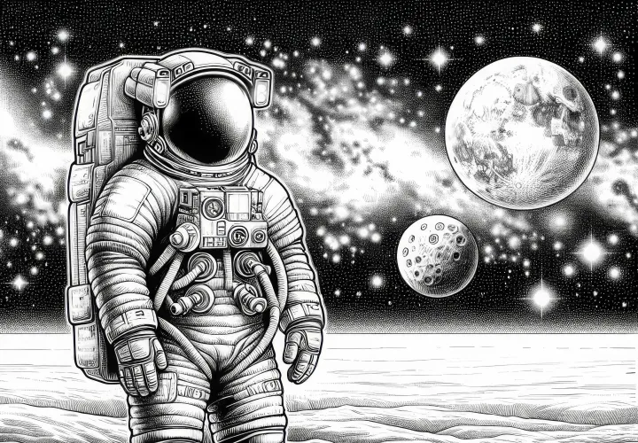 宇宙飛行士の塗り絵 - 詳細豊かで無料