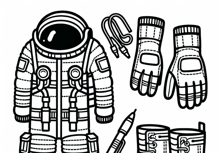 Rukavice a boty pro astronauty - jednoduchá malovací šablona zdarma Rukavice a boty pro astronauty - jednoduchá omalovánka zdarma