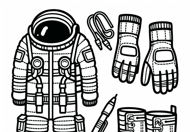 宇宙飛行士の手袋と宇宙飛行士のブーツ - 簡単な無料塗り絵