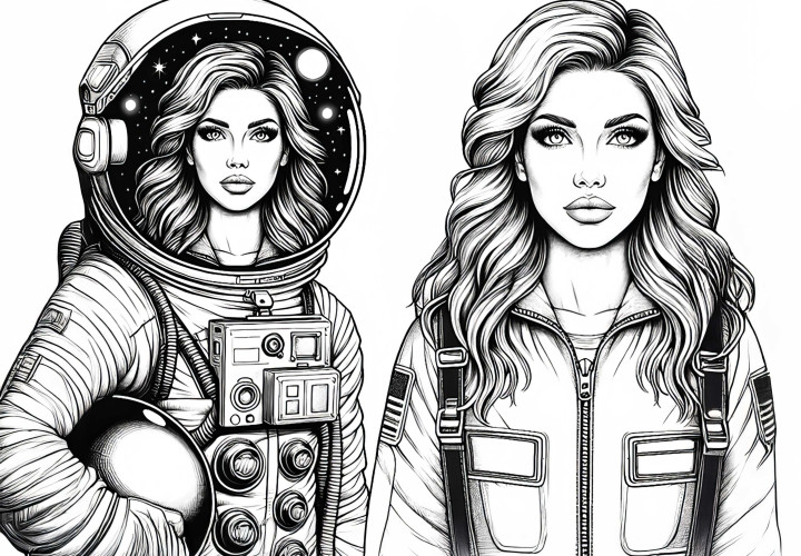 Malba astronautky detailní zdarma Malba astronautky s bohatými detaily zdarma