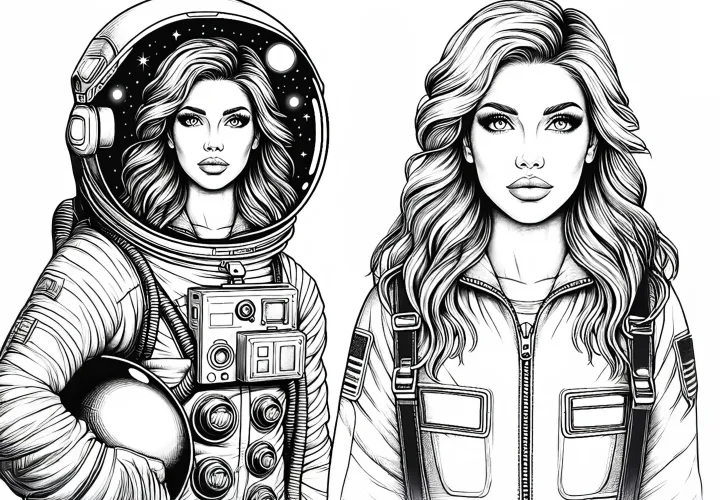 宇宙飛行士の塗り絵 無料 詳細豊か