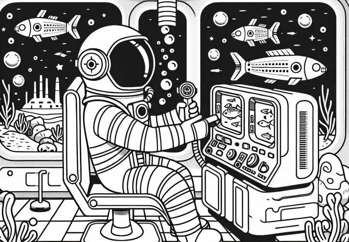 シミュレーターでの宇宙飛行士訓練を塗り絵として - 無料で簡単