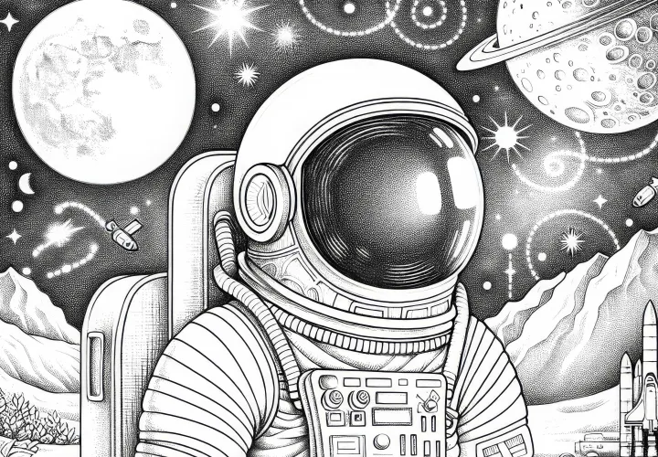 宇宙飛行士の塗り絵 詳細な 無料