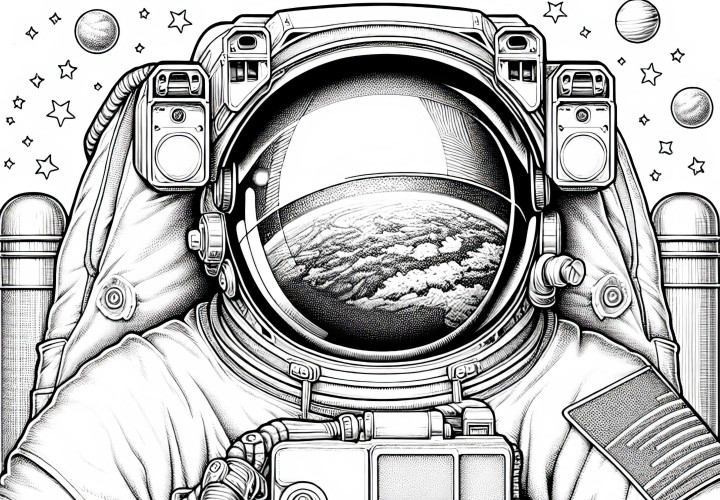 Astronaut im Raumanzug – Ausmalbild detailreich und gratis Astronaut im Raumanzug – Ausmalbild detailreich und gratis
