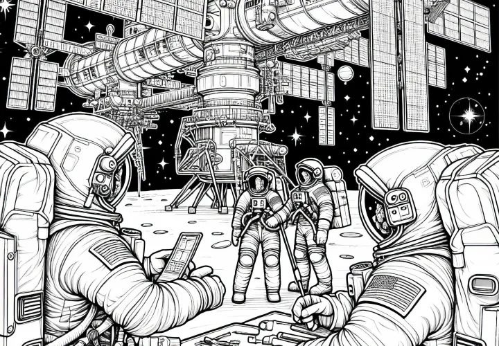 宇宙飛行士の作業 – 詳細な塗り絵 無料