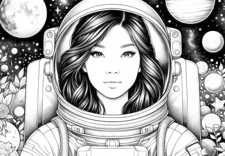 星と惑星の宇宙飛行士ぬりえ - 詳細が豊富で無料です