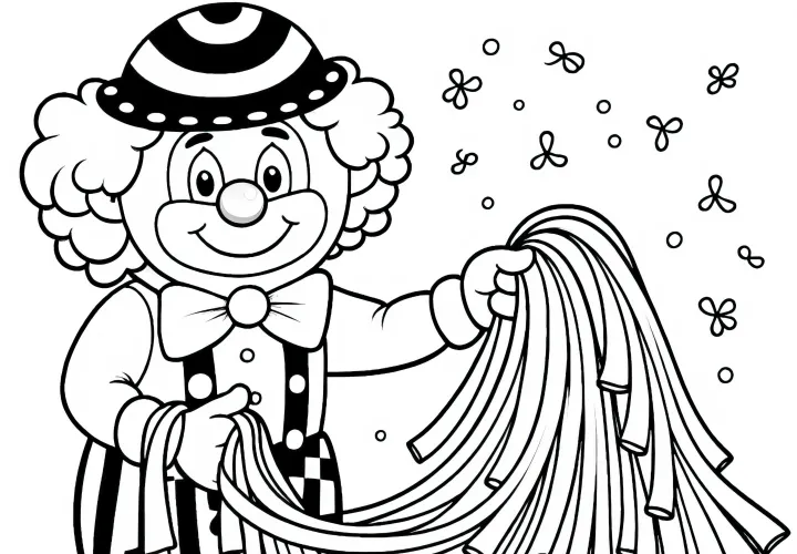 Clown zaubert – Ausmalbild einfach kostenlos
