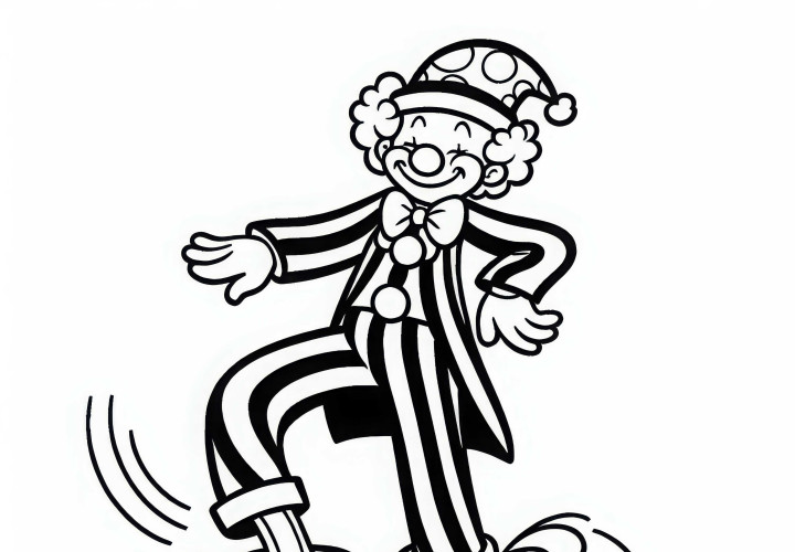 Clown tanzt mit übergroßen Schuhen – Malvorlage einfach und gratis Clown tanzt mit übergroßen Schuhen – Malvorlage einfach und gratis