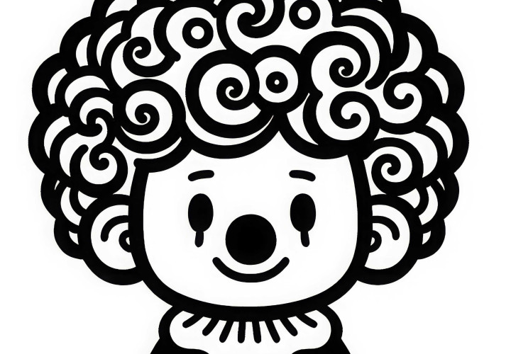 Clown mit lustigen Haaren – Malvorlage einfach kostenlos Clown mit lustigen Haaren – Malvorlage einfach kostenlos