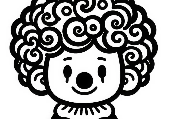 Clown mit lustigen Haaren – Malvorlage einfach kostenlos