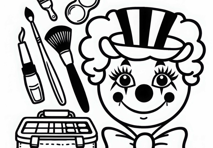 Schminkset eines Clowns Malvorlage einfach gratis Schminkset eines Clowns Malvorlage einfach gratis