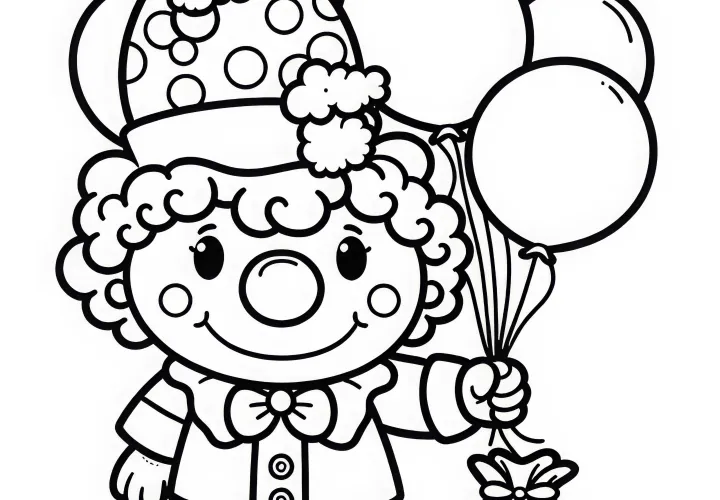 Clown mit Luftballons Malvorlage Einfach Gratis